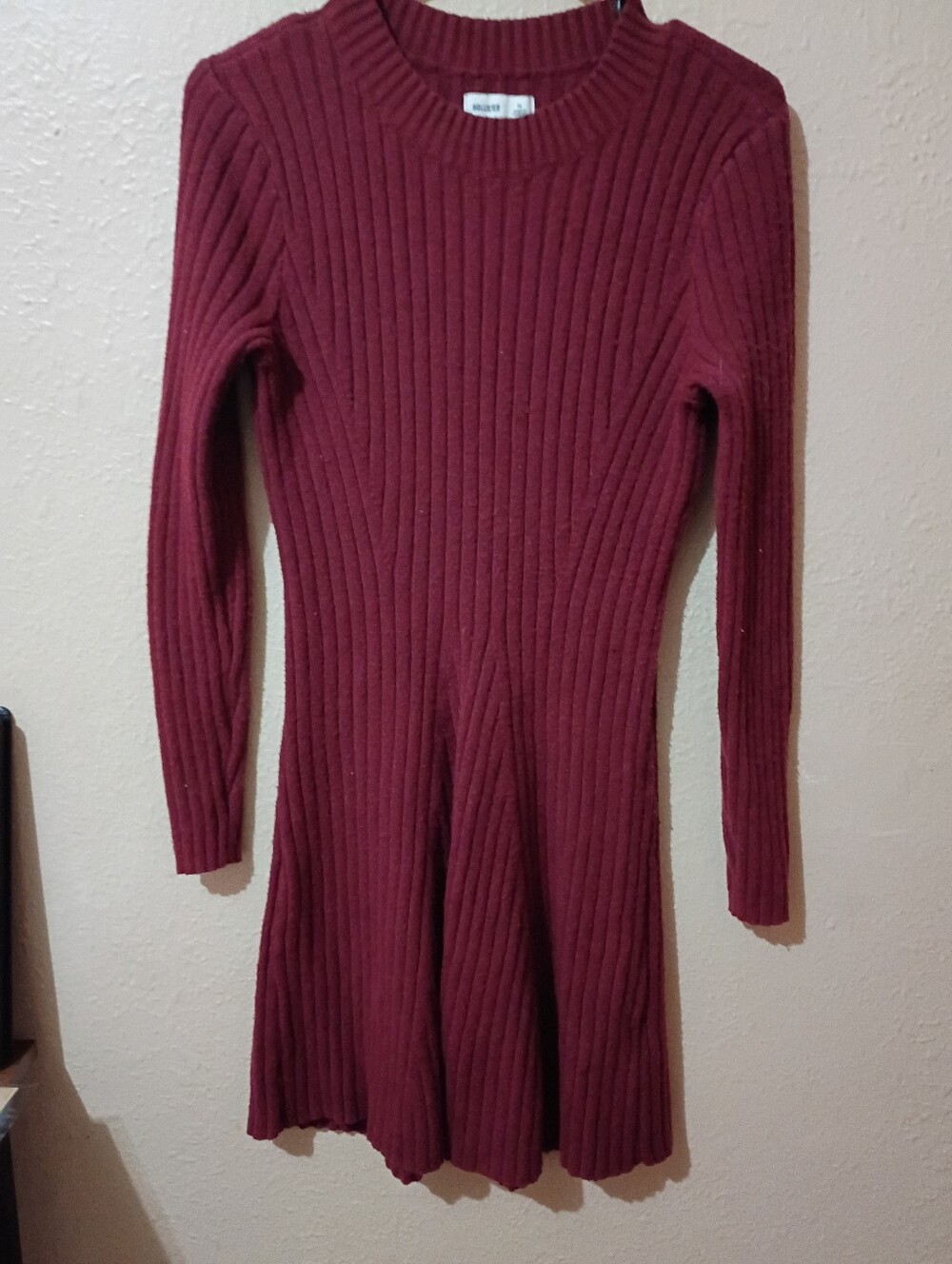 Hollister Size XL Ribbed Long Sleeve Sweater Dress - Burgundy